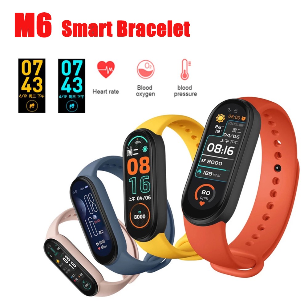 M6 Smart Bracelet Bluetooth Screen Heart Rate Blood Fitness Traker Band