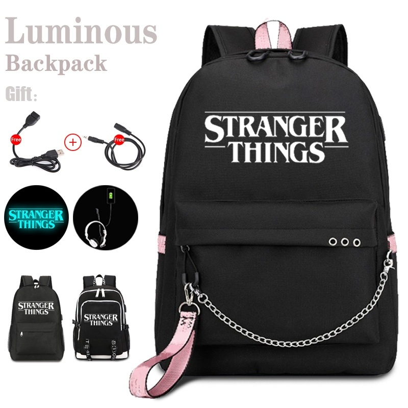 School Bag Fot Boys And Girls Stranger Things Backpack With Usb Charge And Extension Cord Luminous Student Backpack For Men Book Bag Shopee Singapore - roblox backpack usb night light satchel student school bag