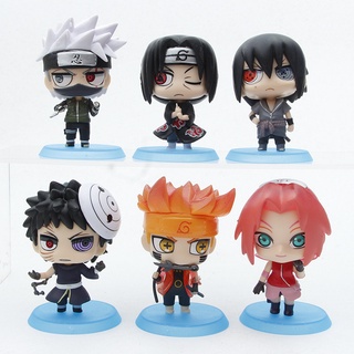 6 Pcs/Set Anime Figure Collection Naruto Action Figures Naruto/ Kakashi/Sasuke Colorless Pvc Toy/Miniature