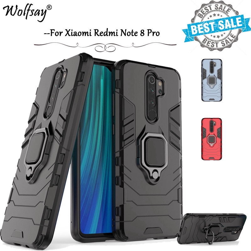 Xiaomi Redmi Note 8 Pro Case Fashion Armor Ring Bracket Magnetic Hard Cover Shopee Singapore