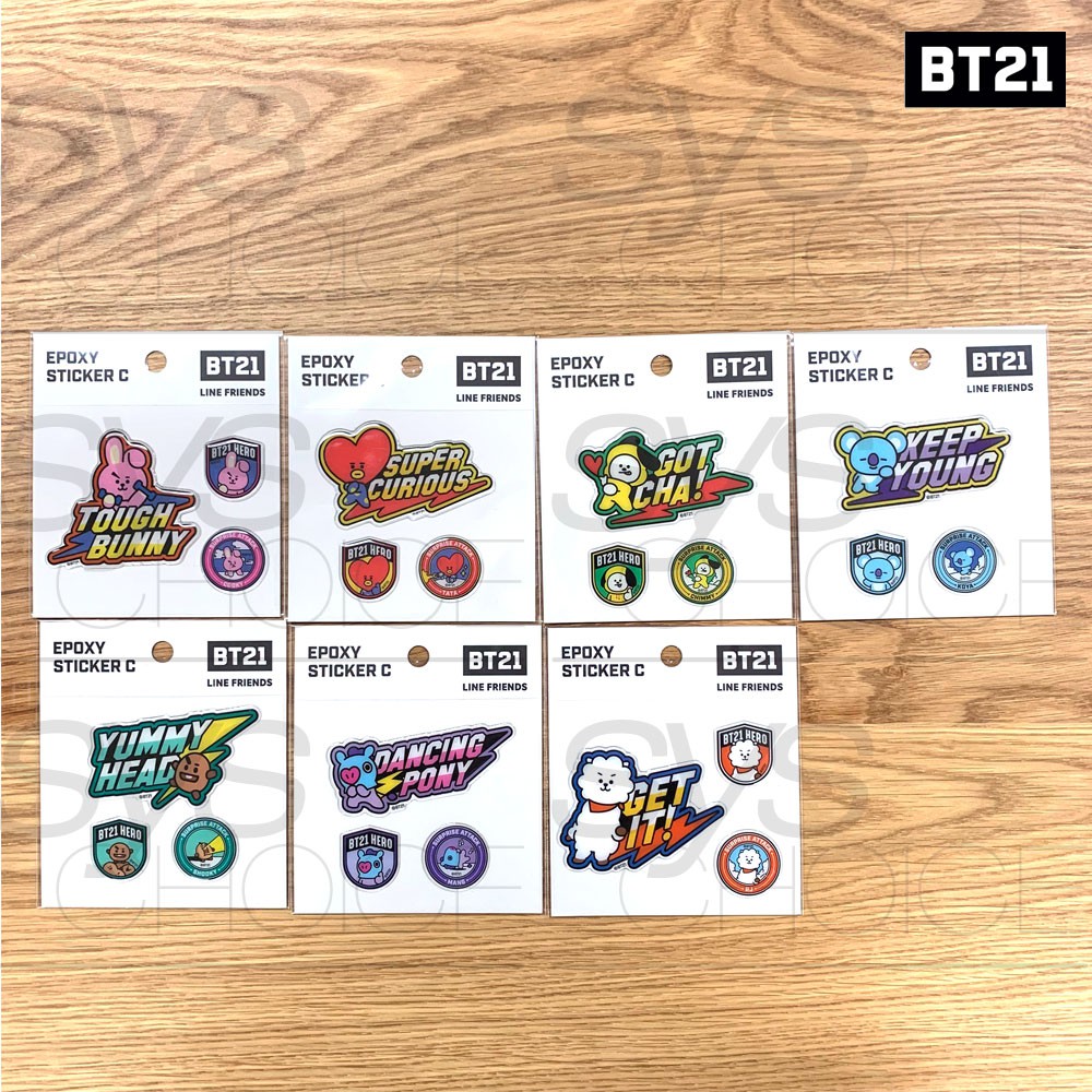 Bts Bt21 Official Authentic Goods Epoxy Sticker C D E F G 1 7pcs Of 5set Shopee Singapore