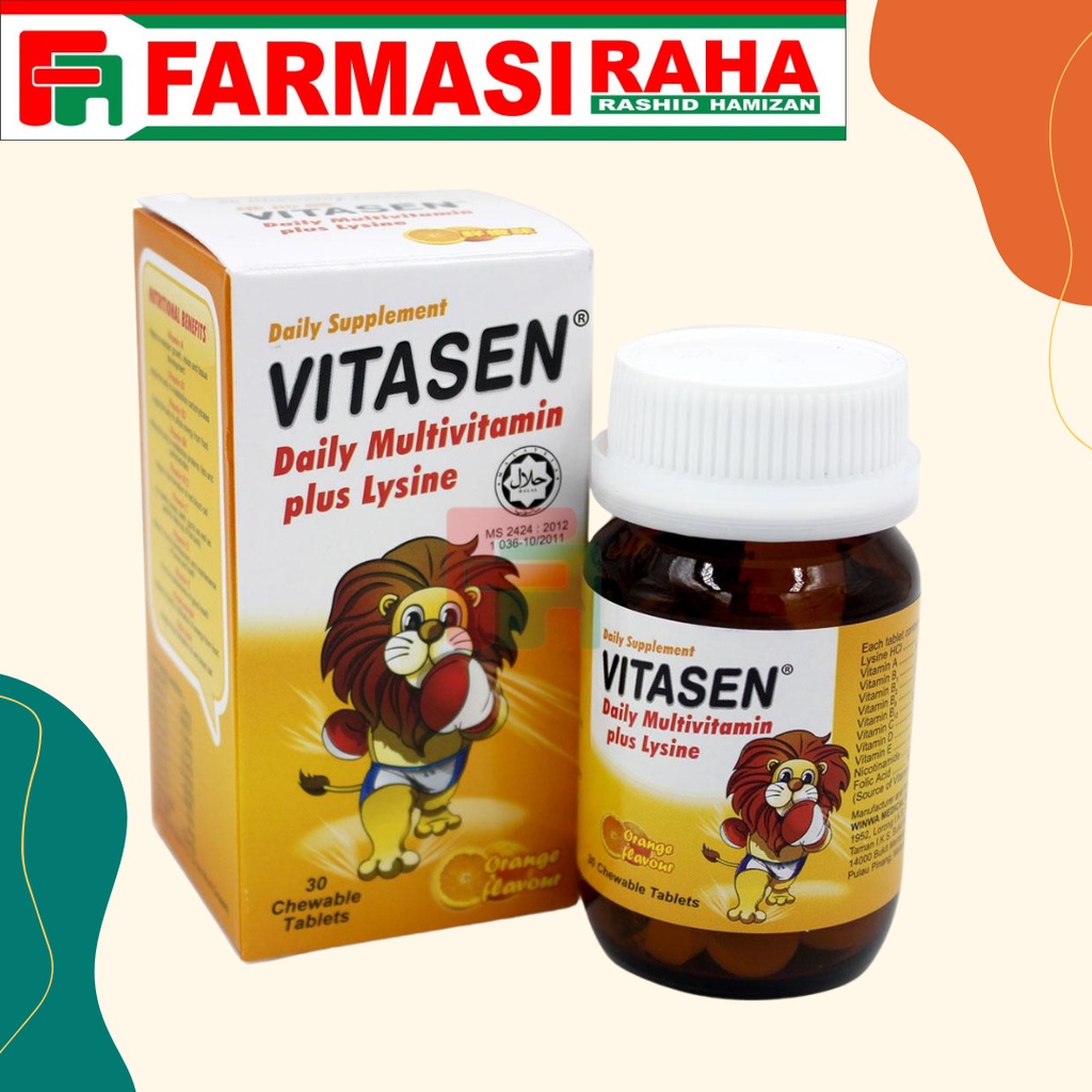 Vitasen Daily Multivitamin Plus Lysine Orange Flavour 30 Chewable Tablets Shopee Singapore