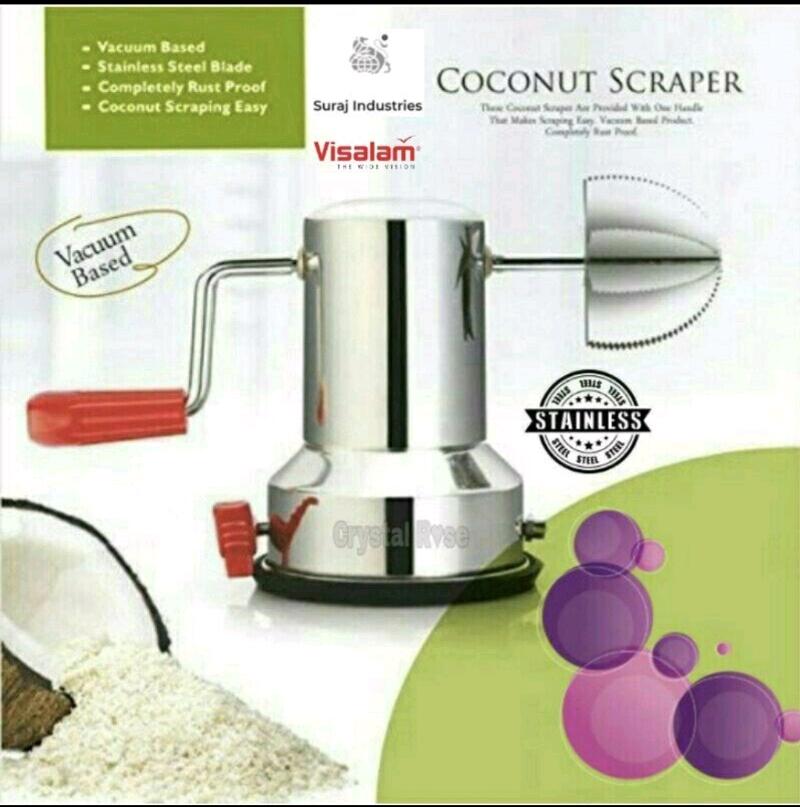 Details about   Regnis Coconut Scraper Modern Pantry Vacuum Base Stainless Steel Blades Quality 