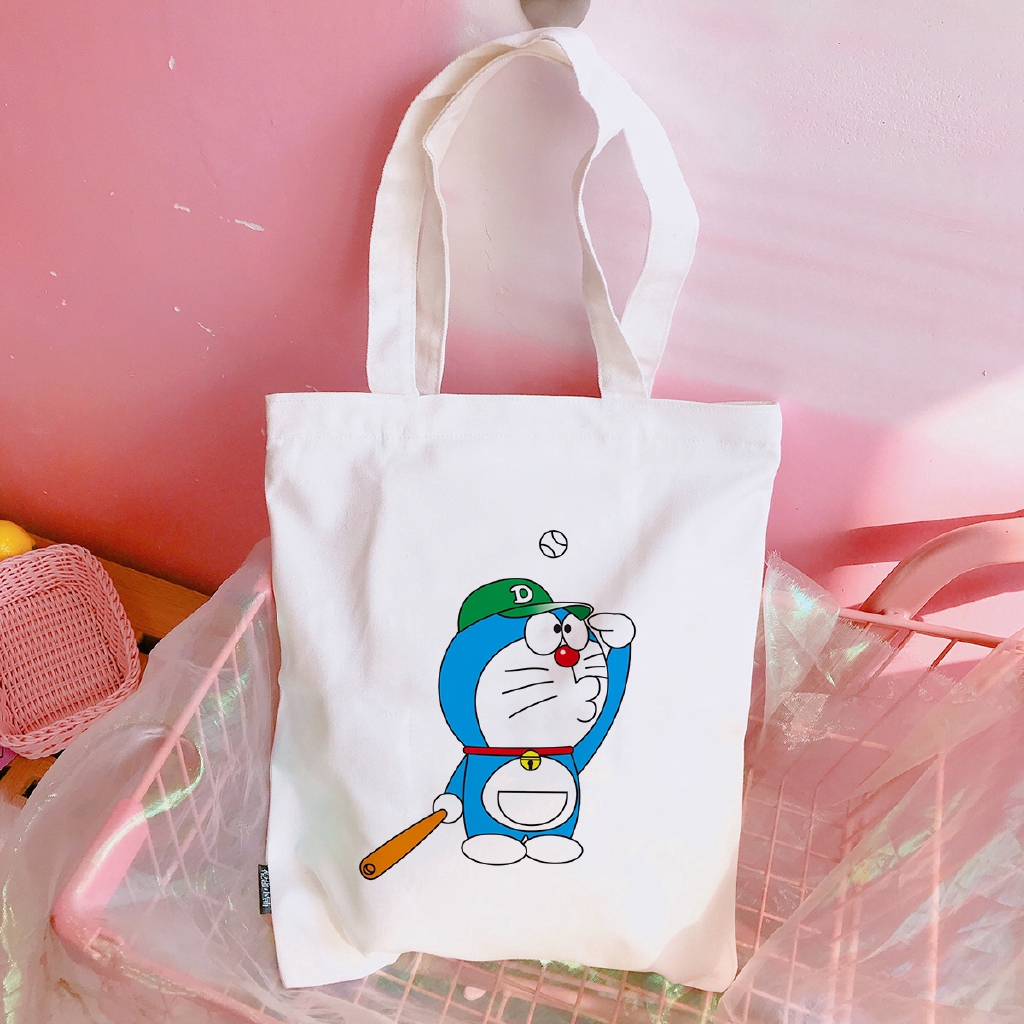 Ready Stock Doraemon Canvas Tote Bag Female Handbags Eco Reusable