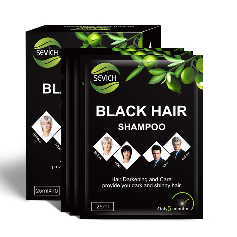 Sevich 10pcs Lot Black Hair Shampoo Grey Hair Removal For Men And