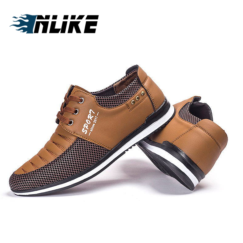 Fashion Men Shoes Casual Comfy Leather Shoes Saddle Sneakers Lace-up