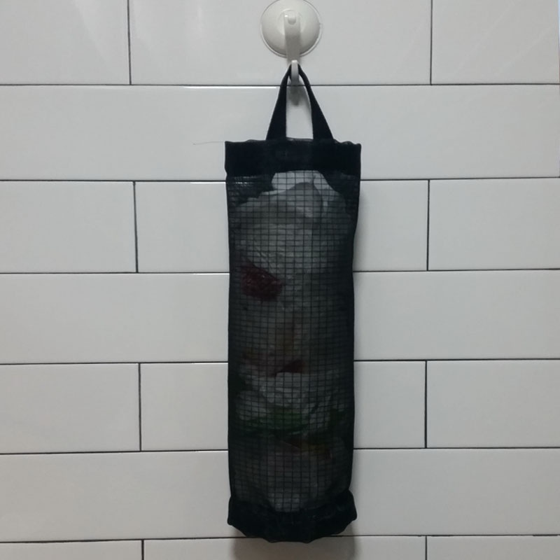 [SG] Black Plastic Bag Holder Grocery Storage Hanging Dispenser Organisation