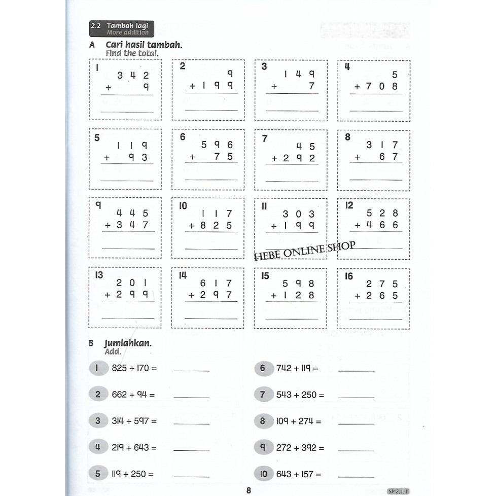 Latihan Matematik Tahun 2 Tambah Dua Nombor Sudut Matematik Lembaran