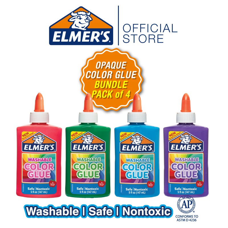 Elmer's Opaque Color Glue - Bundle Pack Of 4 - Kids Non Toxic Toys And 