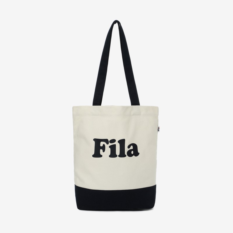 Fila Korea Chewy Logo Blocking Eco Tote Bag Cream | Shopee Singapore