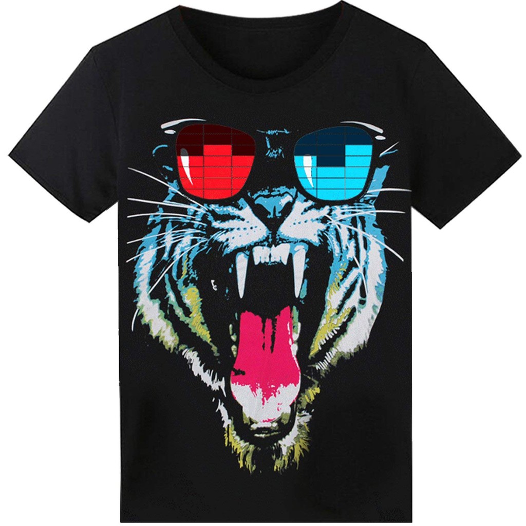 Summer men tee LED T Shirt Sound Activated Glow Shirts Light Up ...
