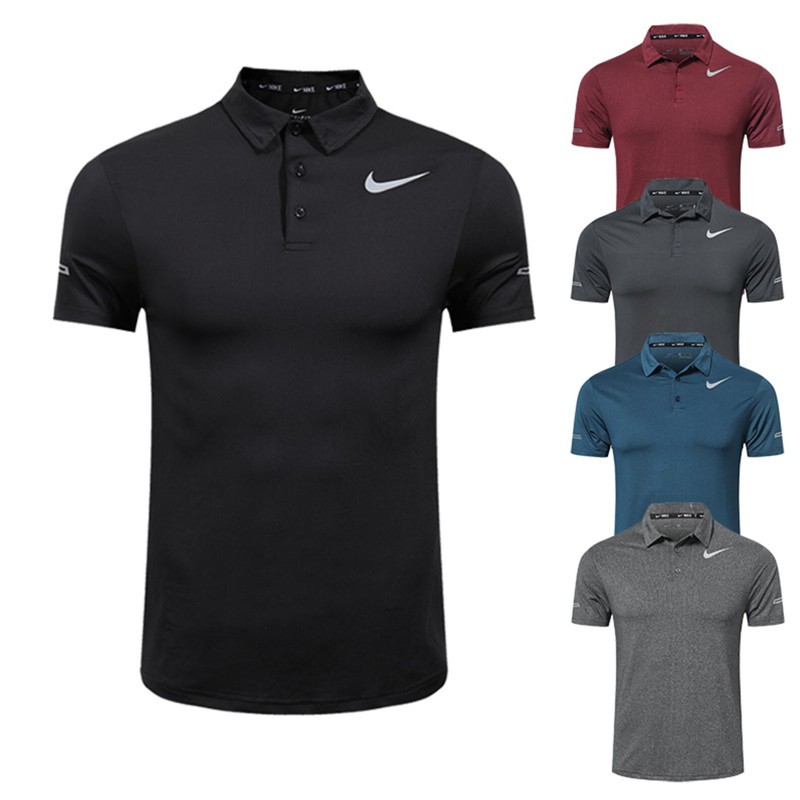 Nike Business Polo Shirt Fitness Running Leisure Breathable Dri-Fit  Material Baju Sukan High Quality Black Red | Shopee Singapore