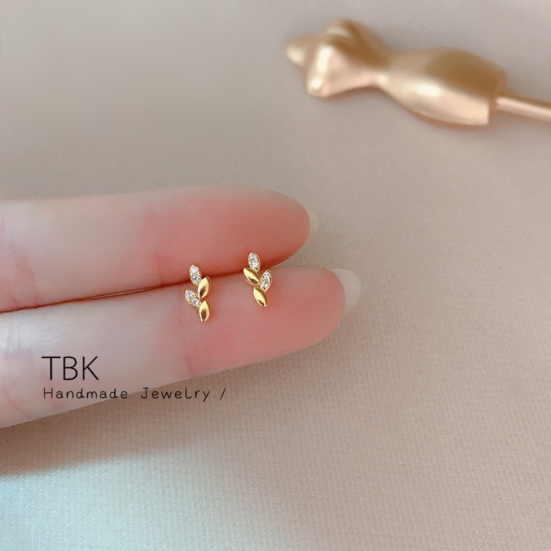 TBK 14K saudi Mini Zircon Hoop Earrings Cubic Zirconia Small Piercing Earings 2566e