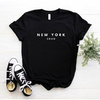 Image of New York Soho Letter Women Tshirts Cotton Casual Funny T Shirt for Lady Top Tee Hipster 4 Colors