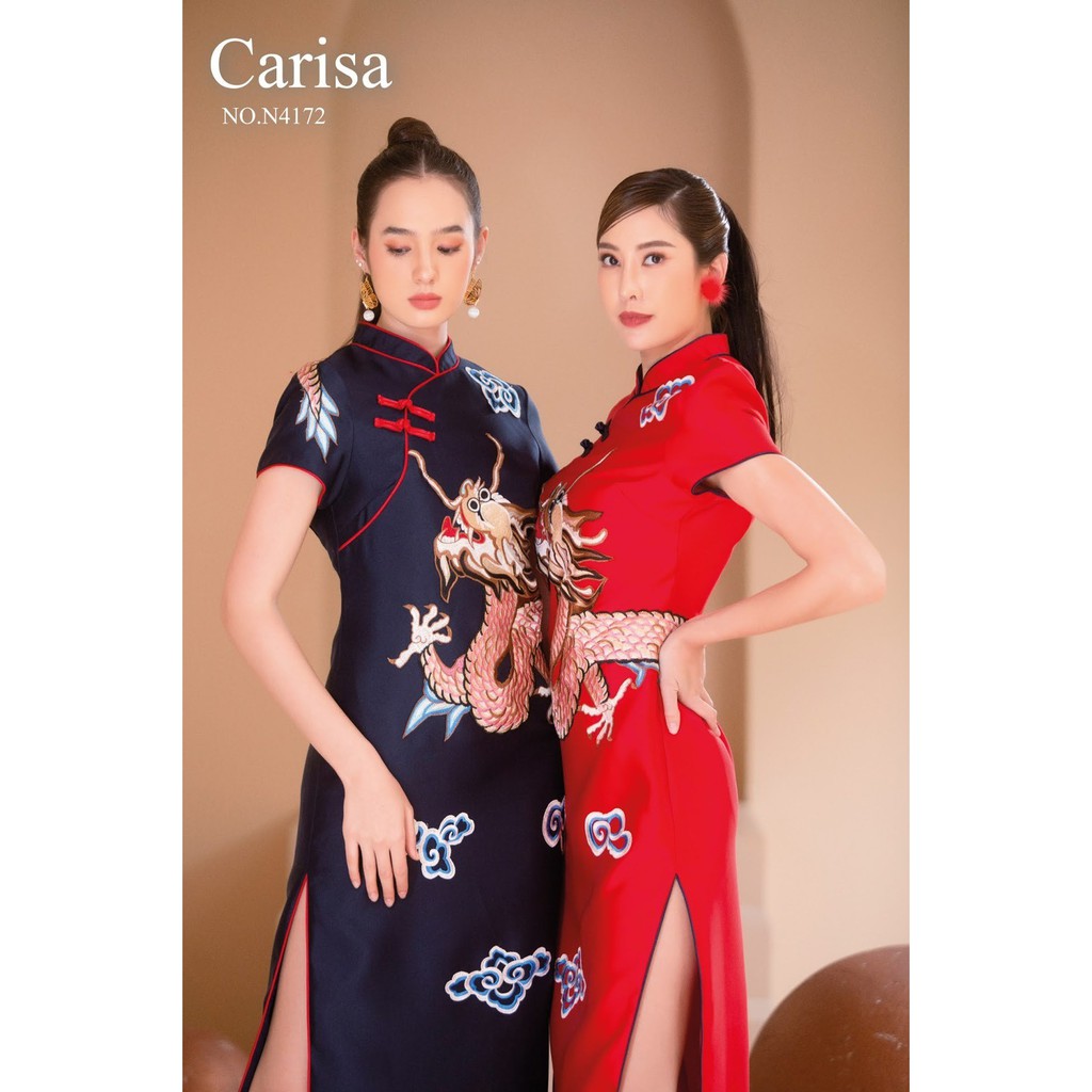 CNY 2023 Carisa Cheongsam Dress With Dragon Embroidery Pattern Full
