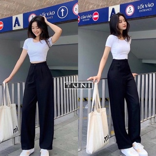Wide-legged Pants Buttoned In Front Snowy Rain