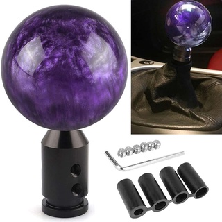 Purple Nebula Round Ball Gear Shift Knob, Universal Automatic Manual Shifter Knob + Aluminum Adapter, Stick Shift Knob Head Cap Grip Ball Belt Adapter 12x1.25mm, Fits Most Vehicles