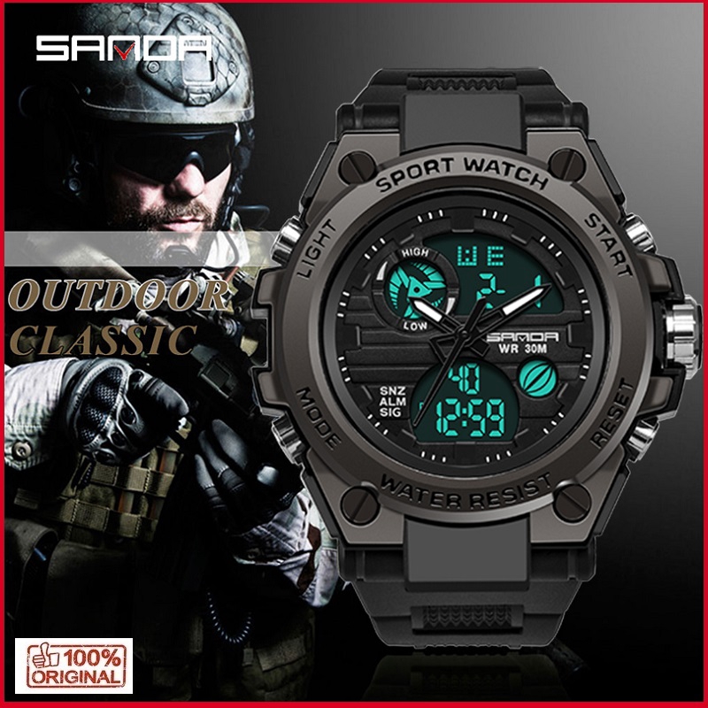 Sanda Sport Men Watch Luxury Military Led Digital Quartz Waterproof Watches Shopee Singapore