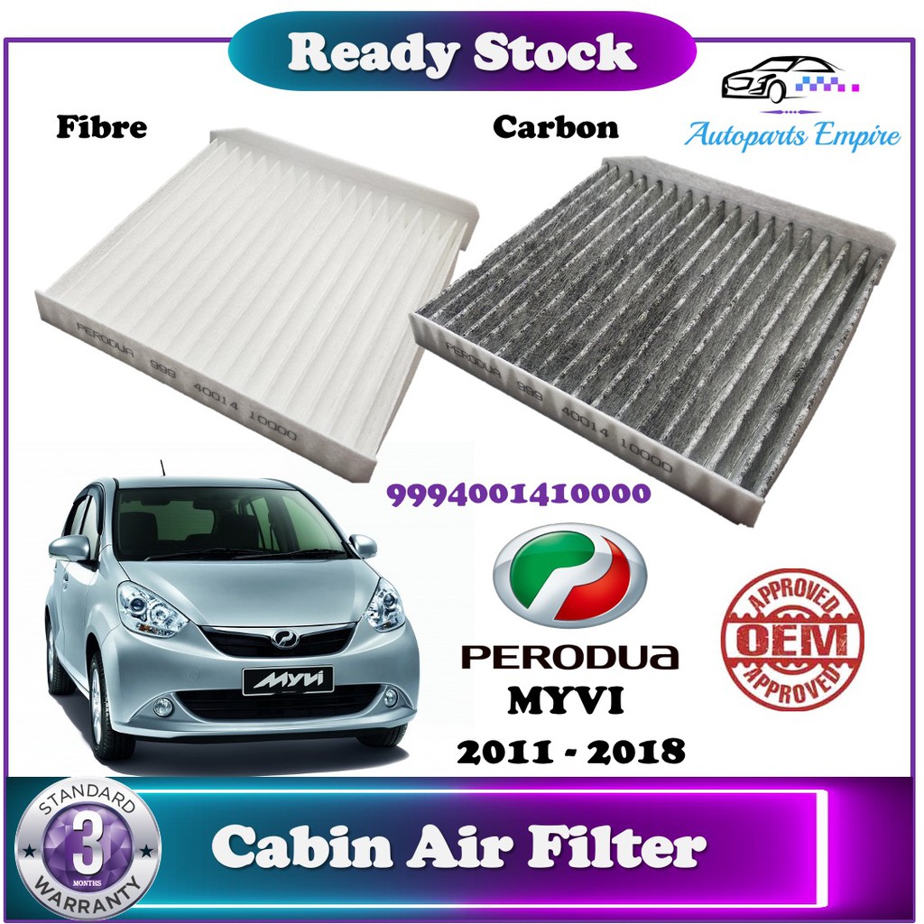 Perodua Myvi 2011 】Cabin Air Filter - Fibre or Carbon 