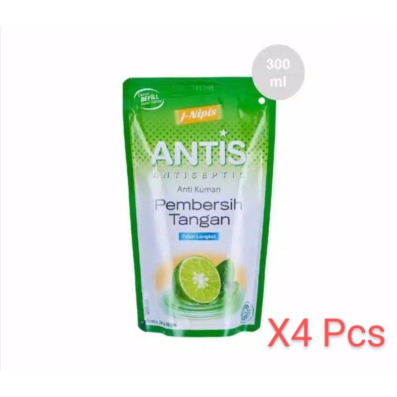 Antis Hand Sanitizer Refill Lime Liquid 300ml Spray 4 Pcs Shopee
