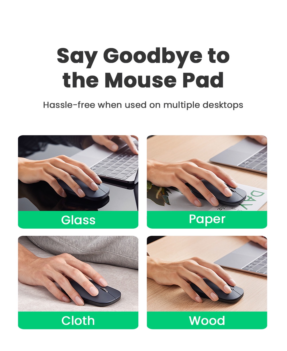 UGREEN Mouse 2.4G Wireless Bluetooth Dual Mode Silent Mouse 4000 DPI