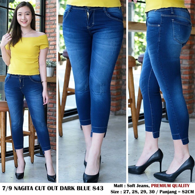 Asha Hayu Real Pic Hayu 93 7 9 Nagita Cut Out Dark Blue 843 Skinny Jeans Premium Women Shopee Singapore