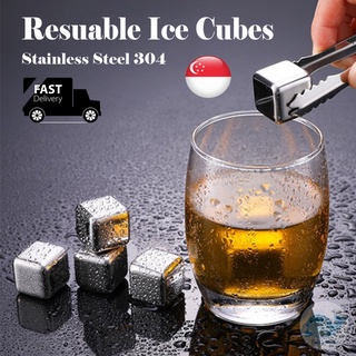 [SG Local Seller] Stainless Steel Reusable Frozen Ice Cubes for Whiskey and Cold Drink Lovers