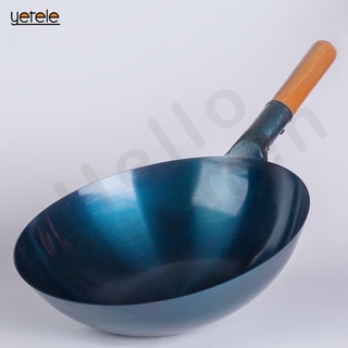 Traditional Wok Non-coated Non Stick Carbon Steel Pow Wok With Wooden/Cast Iron Wok Hand-made Of Household Old-fashioned Wok #0