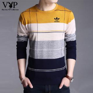 Image of Autumn Men's Color Matching Thin Sweater Fashion Casual Sweater Long-sleeved Round Neck Sweater