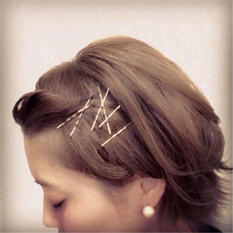 10pcs Thin U Shape Hair Bobby Pin Gold Metal Clips Beauty Women