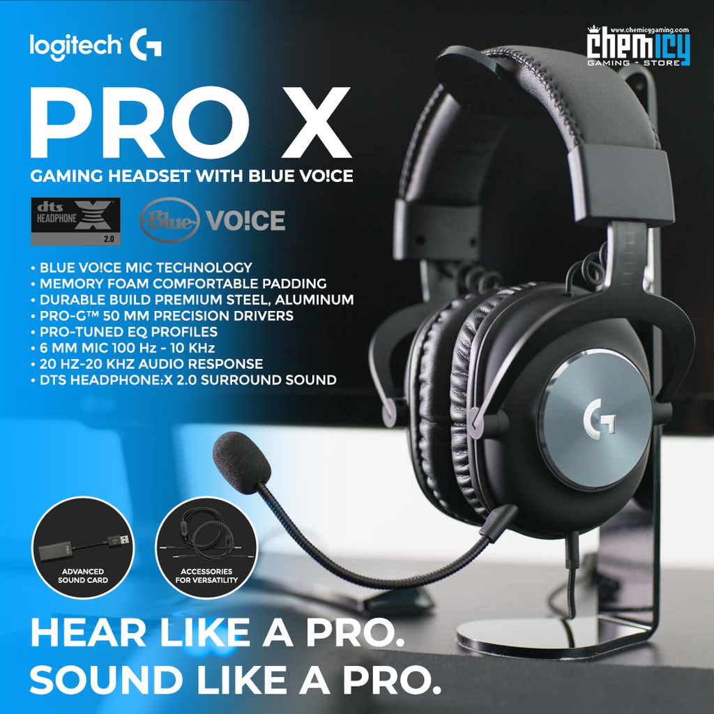 logitech g pro x gaming headset with blue voice