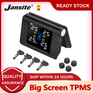 Jansite Car Solar TPMS Large Screen Tyre Pressure Monitoring System Wireless Auto Security Alarm Systems Temperature Warning Tire Pressure Alarm Digital LCD Display