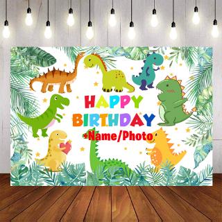 Photography backgrounds Jungle Party Dinosaur Custom Children Birthday Party Photo Studio Newborn Backdrops Custom Name Photo #1