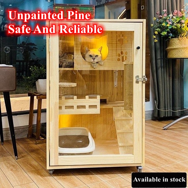 Cat Condo Closed Cat Cage Home Indoor Cat Villa With Toilet Small Cat