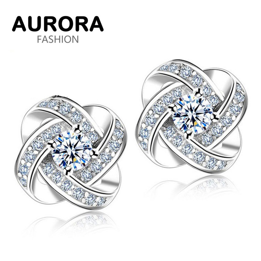 AURORA Korean 925 Silver Zircon Eternal Star Stud Earrings Jewelry ED105