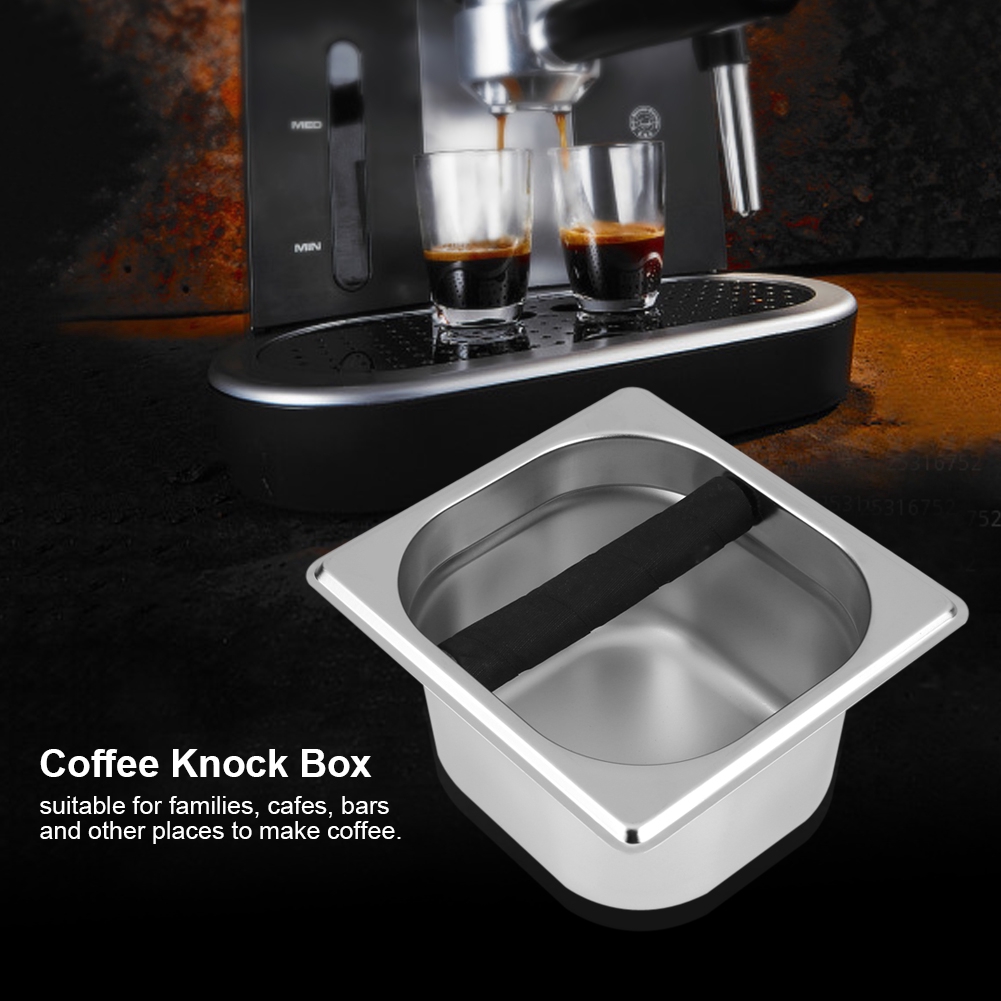 Stainless Steel Espresso Knock Box Container With Rubber Bar Shopee Singapore