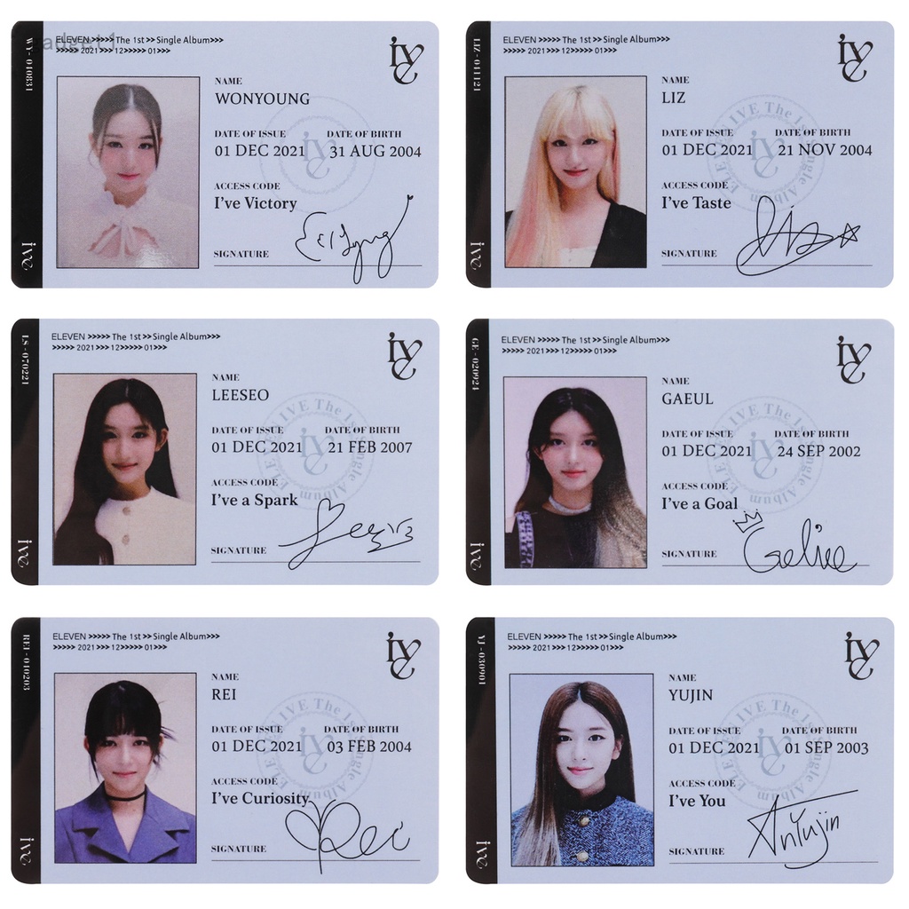 KPOP IVE ID Card Lomo Cards Photocards Album LIZ Girls Group Fans