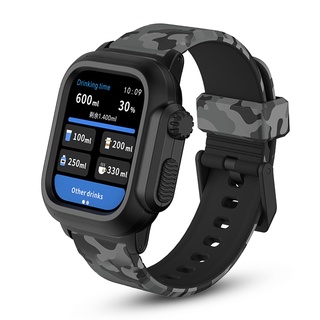 Soft Silicone Waterproof Camo Case+band for Apple Watch Series8 7 6 SE 5 4 Sport for Iwatch 45mm 40mm 44mm Sports Waterproof Accessories