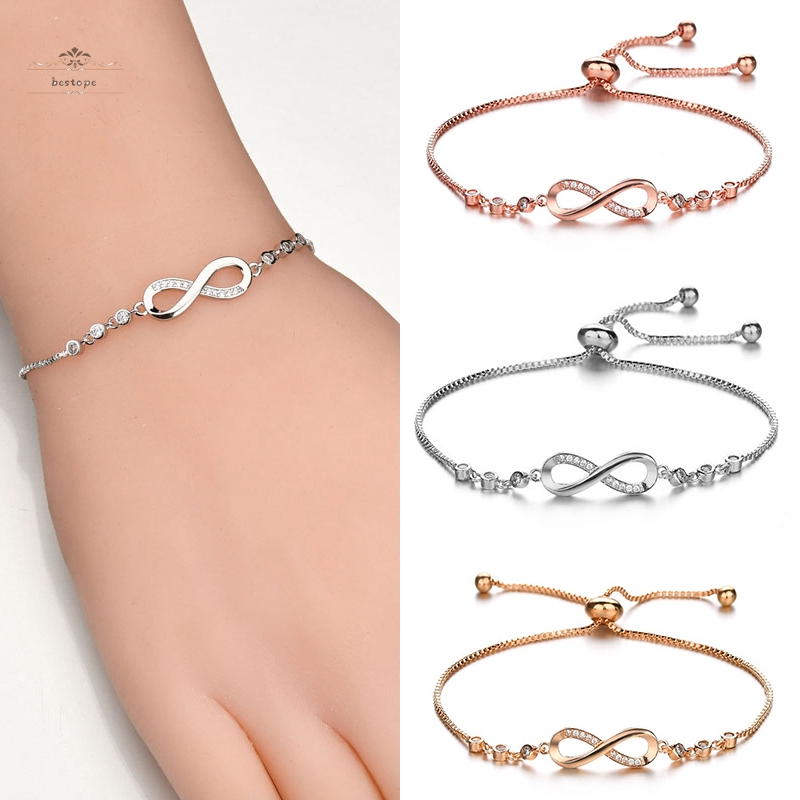 Adjustable Bracelet Rhinestones 8 Numbers Bracelets Jewelry Gifts For Women Shopee Singapore