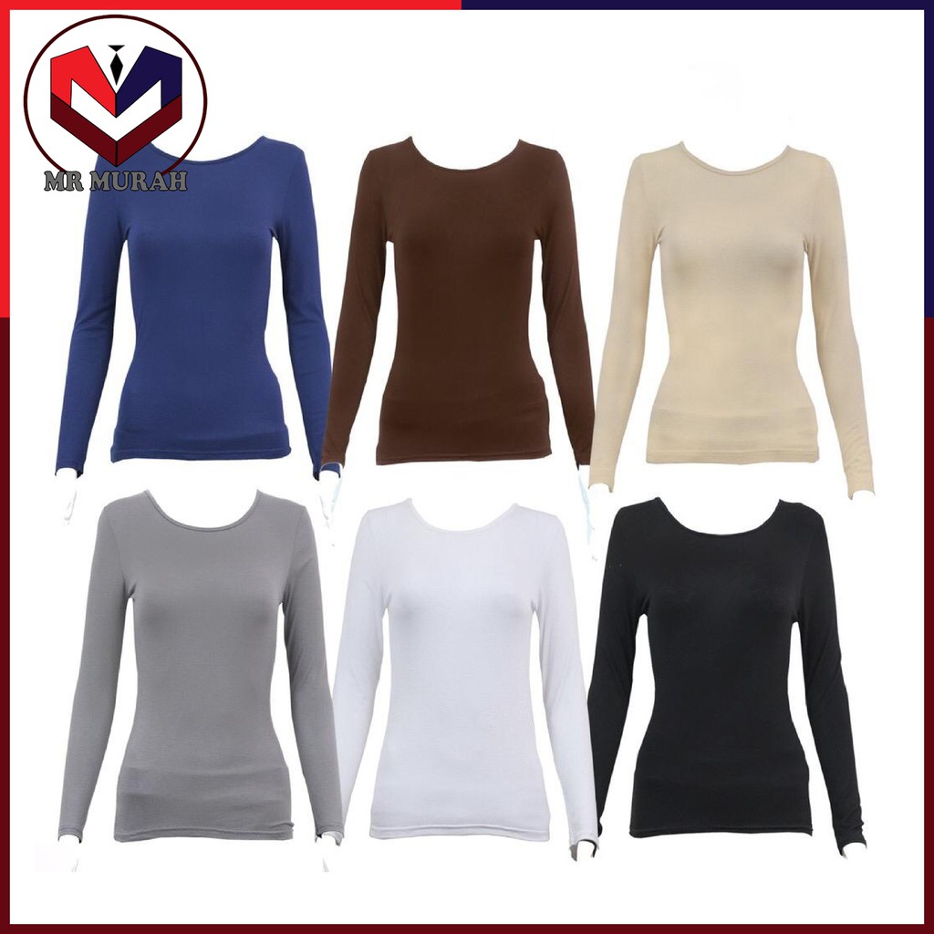 Shop Malaysia Inner Clothing Long Sleeve Inner Women Muslim Soft Fabric S 2xl Shopee Singapore
