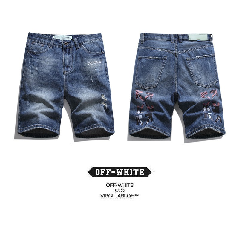 off white denim shorts