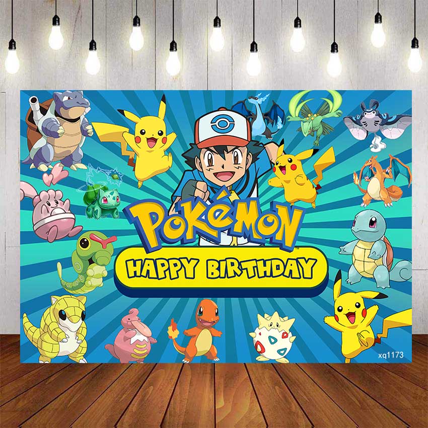 Pokemon Cute Pikachu Birthday Backdrop For Photography Baby Shower Kids ...