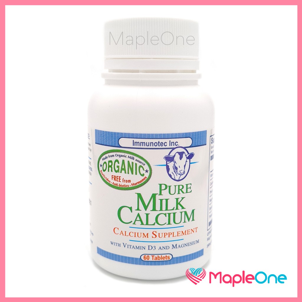 Organic Pure Milk Calcium with Vitamin D3 Magnesium 60 Tablets Canada