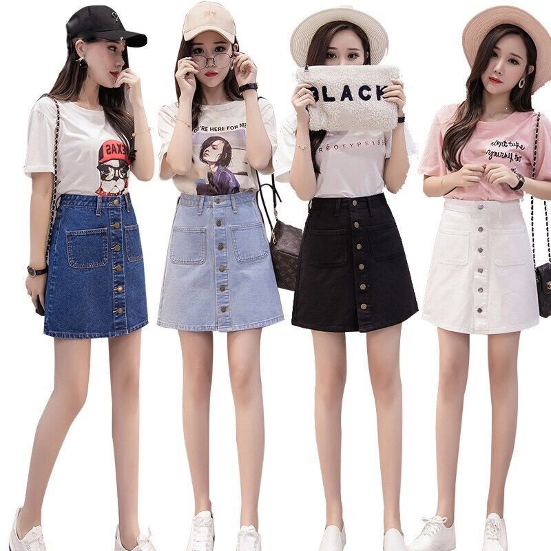 Korean High Waist Women Denim Skirt A-line Mini Skirts | Shopee Singapore