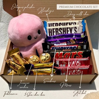 BOX PREMIUM Chocolate Set/Octopus/Bear Plushie Bouquet/Ramadan Apology/Friendship/Anniversary/Birthday