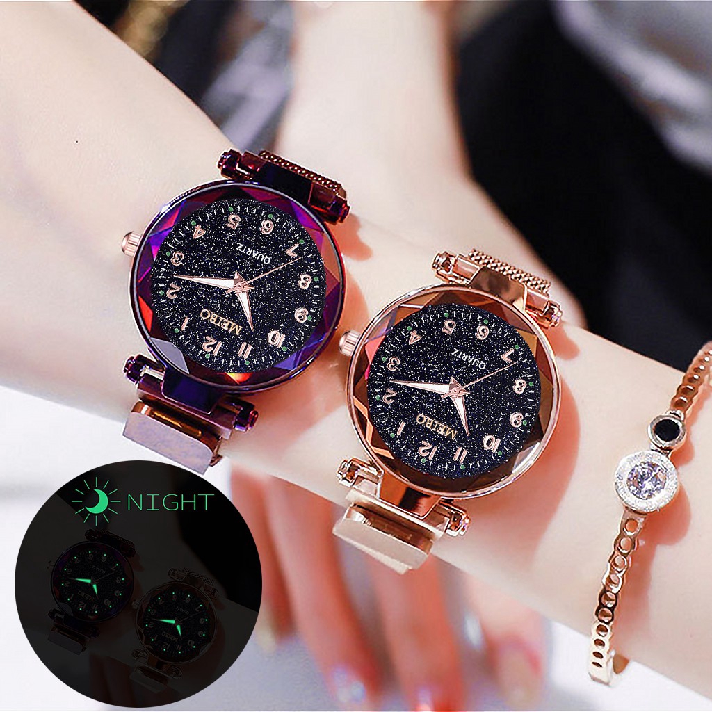 Jam Tangan Wanita Murah  Quartz Magnet Starry Sky Diamond 