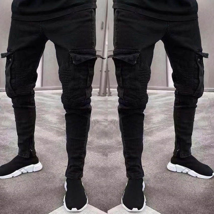 black cargo skinny jeans mens