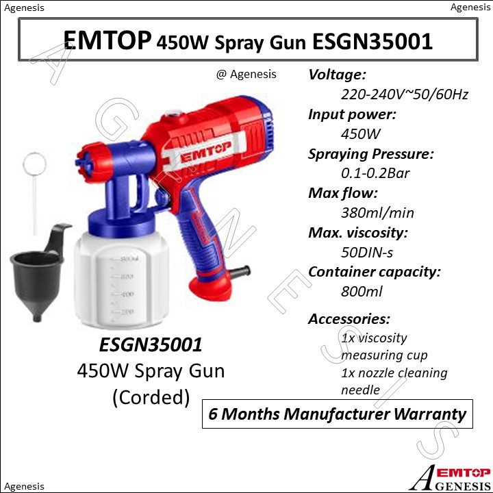 EMTOP 450W Spray Gun ESGN35001 Shopee Singapore