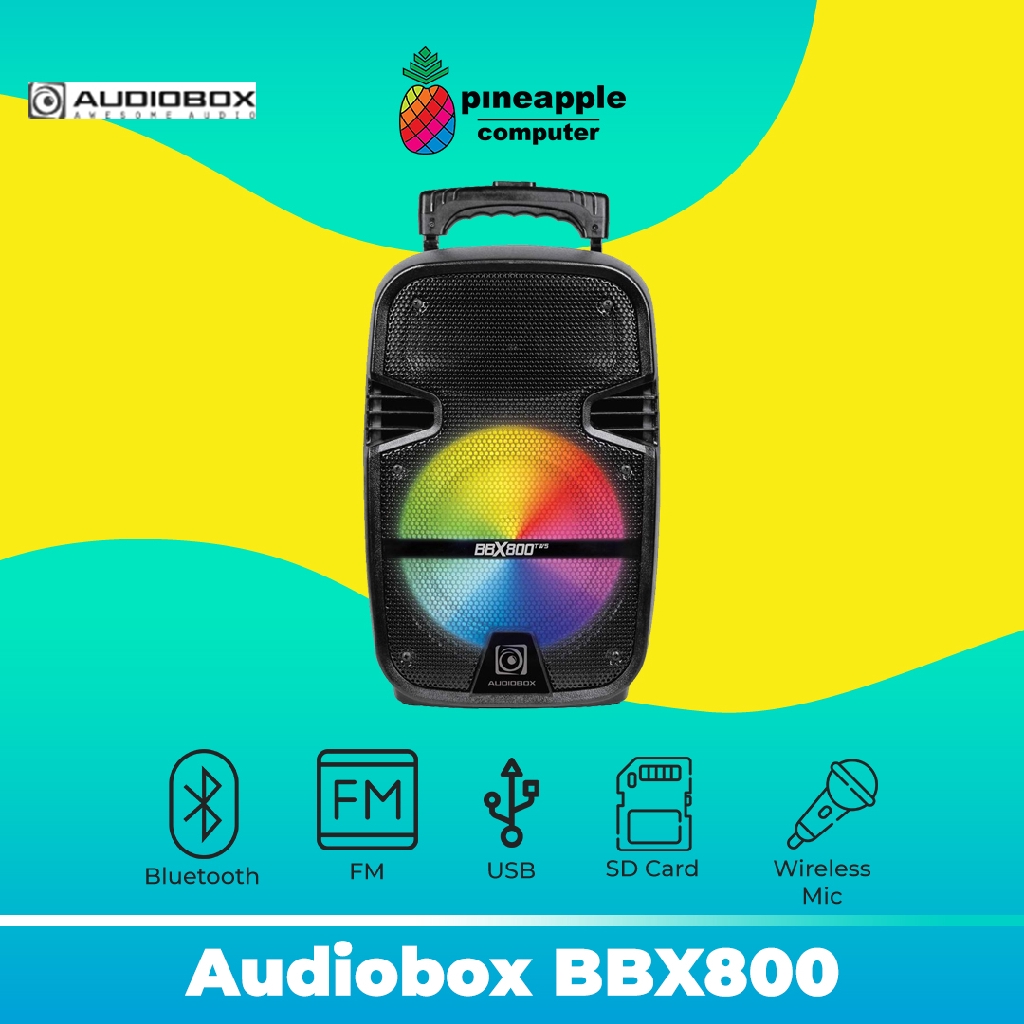 Audiobox Bbx800 Bluetooth Trolley Speaker With Fm Radio And Wireless Mic 30w Shopee Singapore