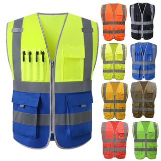 Image of Two Tone Hi Vis Vest With Pockets Yellow Blue Reflective Safety Vest Workwear Work, Cycling, Runner, Surveyor, Volunteer, Crossing Guard, Road, Construction,